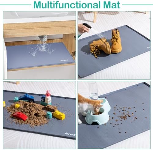 Silicone Under Sink Mat, 28"x19", Waterproof Cabinet Liner, Grey | Shelf Liner, Cabinet Protector, Home Organizer, for Kitchen, Bathroom, Multipurpose, Leak Proof, Easy Clean, Drip Tray, Clean