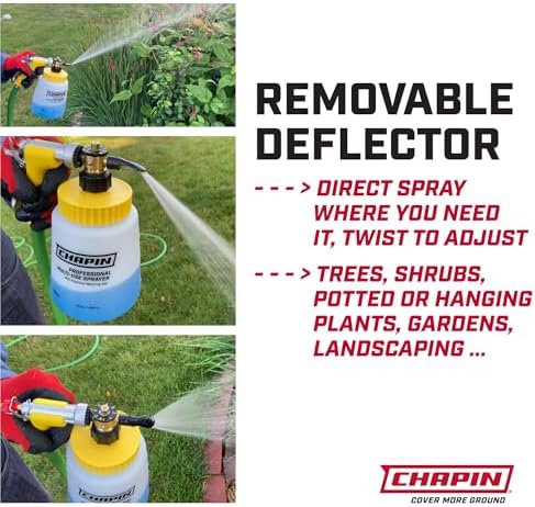 CHAPIN 32 oz Hose-End Sprayer, 6 Mixing Ratios for Precise Application | Chemical-resistant tank; sprays up to 320 gallons for standard garden hoses, fan nozzle and comfort-grip handle