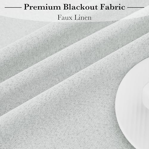 RYB HOME 100% Blackout Curtains for French Door, Privacy Lightweighted Door Window Curtains Thermal Insulated for Kitchen Living Room Easy to Install Blinds, W30 x L80 inch, 1 Pc, Greyish White