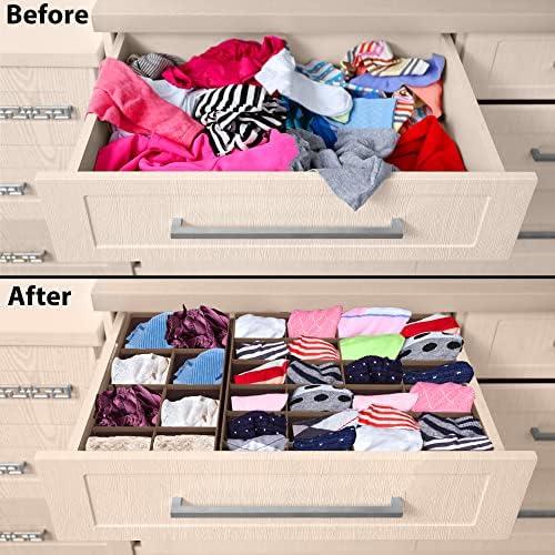 Simple Houseware 4-Pack Drawer Organizer Set for Underwear/Socks/Bra, Brown | Closet Dividers for Underwear, Socks, Bras, Scarves, Ties - Foldable Non-Woven Storage Boxes