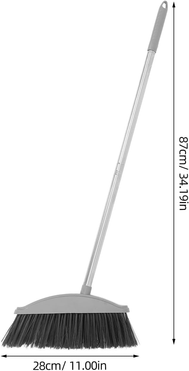 Abaodam Indoor and Outdoor Cleaning Broom with Long Handle, Heavy Duty Floor Sweeping Broom for Pet Hair and Dust Removal, Nordic Gray Handheld Floor Cleaning Tool for Home Use