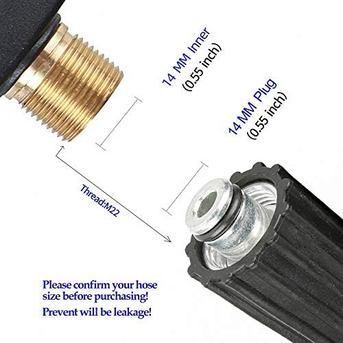 Sooprinse High Pressure Washer Gun,3000 PSI Max with 5 Color Quick Connect Nozzles M22-14 Hose Connector 3.0 TIP