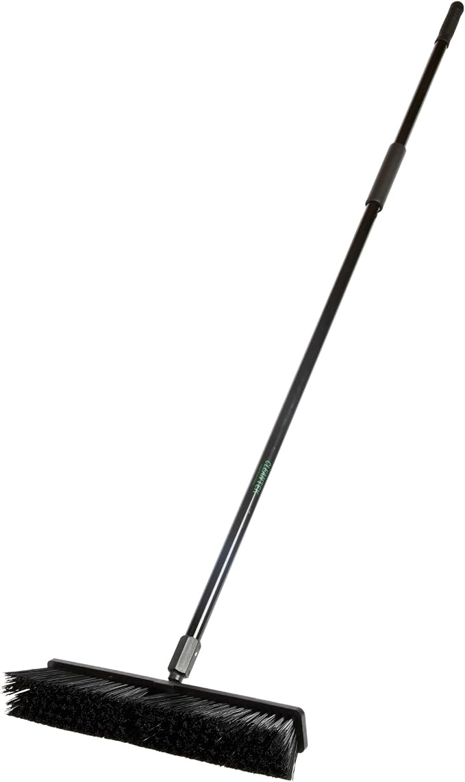 Restaurantware-Clean Tek Professional 17.13 Inch Push Broom, 1 Heavy-Duty Broom With 59â€ Handle - Heavy Bristles, 2 Handle Attachment, Wooden, Commercial Use, For Deck, Garage, Yard, Patio