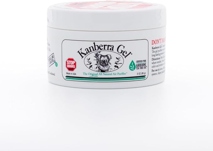 Kanberra Gel 3oz - All-Natural Odor Eliminator & Air Freshener for Home, Car, RV, Boat, Gym Bag | Eco-Friendly, Long-Lasting Tea Tree Oil Formula, Safe for Pets and Family.