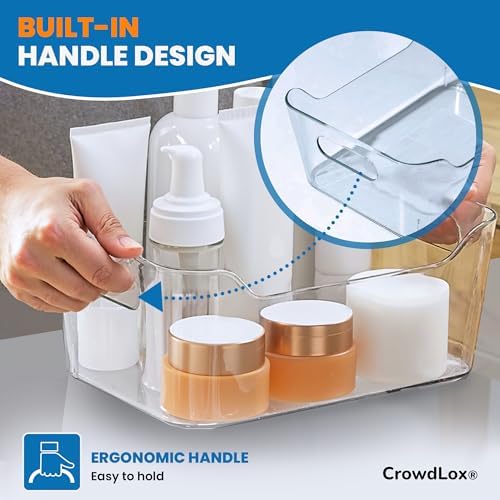 6 Pack Clear Plastic Storage Bins with Lids & Labels, Stackable Organizer Containers with Built-In Handles, BPA-Free Pantry Organization Bins for Kitchen