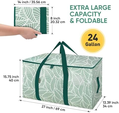 BALEINE 8-Pack Oversized Moving Bags with Reinforced Handles, Heavy-Duty Storage Tote for Clothes, Moving Supplies (Antique Folidage, 8-Pack)