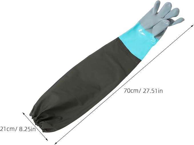 Holibanna Long Sleeve Pvc and Cloth Splashproof Gloves for Car Washing and Pond Cleaning, Comfortable and Multifunctional Use with Extra Long Sleeve Design for Sturdy Protection