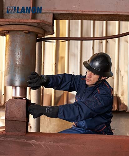 LANON Rubber Chemical Resistant Gloves,Heavy-duty Work,Unlined,Black,Large | Heavy-Duty Work,Cleaning,Waterproof,Unlined,Reusable,Comfortable,Durable,Non-Slip,Acid,Solvent,Alkali & mechanical risks.
