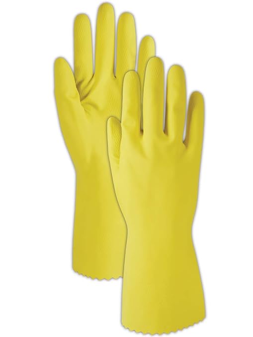 MAGID ComfortFlex 15 Mil Flock-Lined Latex Cleaning Gloves, 48 Pairs, 626
