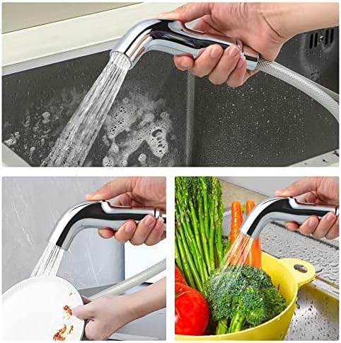 Universal Fit Sink Spray Attachment, Kitchen Side Sprayer Head, Pull Out Spray Head, Faucet Sprayer Replacement for Delta, Moen, Kolher and Other OEM Brands, Brushed Nickel Finish, Ergonomic Design