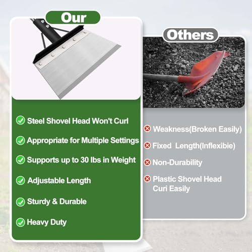 INCIKITI Multifunctional Garden Cleaning Shovel, Flat Shovel | Flat Shovel with 59" Adjustable Handle, Snow Ice Scraper, Outdoor Spade Tool for Weeding, Lawn Edging, Ice Removal