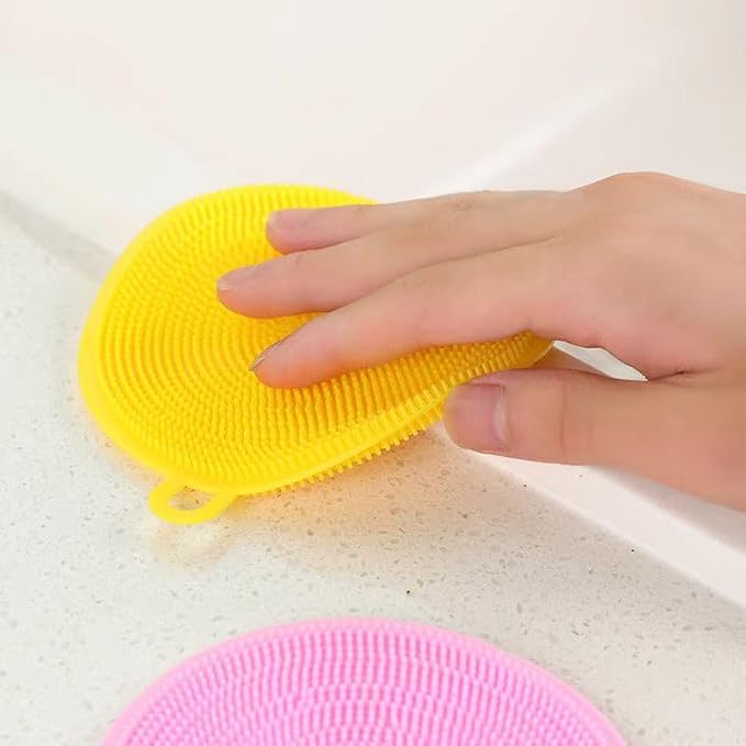 Silicone Dish Scrubber, 12 Count Silicone Sponge Dish Brush, Food Grade BPA Free Reusable Rubber Sponges Dishwasher Safe and Dry Fast, for Kitchen Dish Dishes Fruits Vegetables Washing and Cleaning.