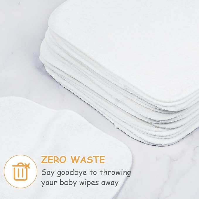 AOMIG Reuseable Cleaning Cloths 25PCS Washable Cotton White Cleaning Rags 15x15cm Reusable Soft Lint Free Cloth Multipurpose Terry Cloth Rags Dusting Cloths Terry Towels
