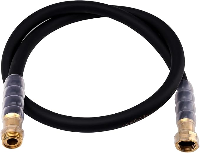 Heavy Duty Premium Garden Hose 5ft x 5/8", 300PSI Working, 1000PSI Burst, Hybrid Rubber Water Hose with Transparent Swivel Handle - Hot/Cold Water - Five Layered Braiding with Brass fittings (Black)