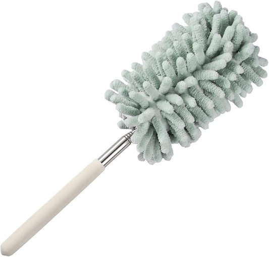 Green Retractable Microfiber Duster for Cleaning Extendable Washable Hand Duster Feather Duster Cleaning Tool for Cleaning Office, Car, Window, Computer, Air Condition