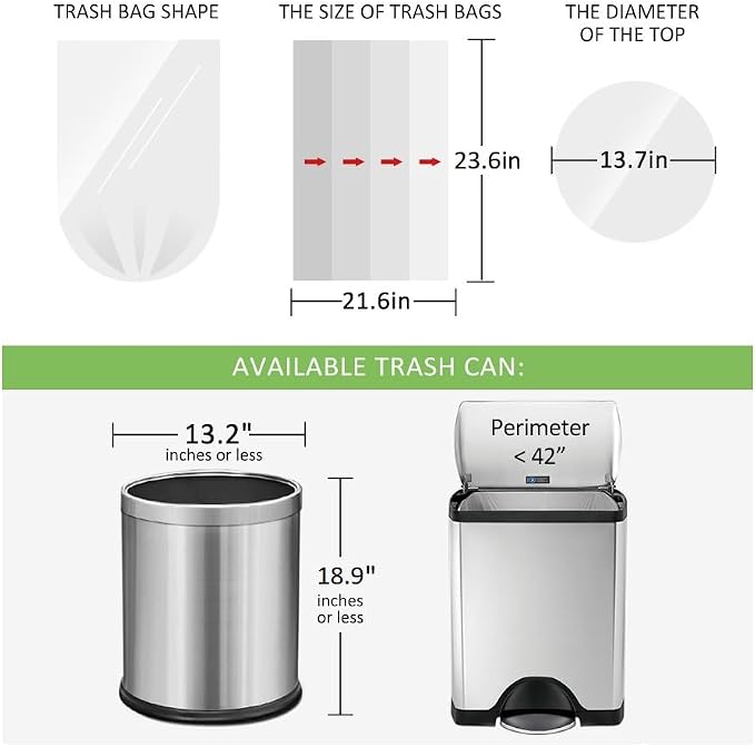 6 Gallon (fit 5.5-6 Gal) Small Clear Trash Bags by RayPard, 72 Counts Garbage Bags 25 Liter Waste Bin Liners for Home Office Kitchen Bathroom Bedroom, 6 Gallon Bucket Liner