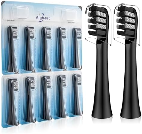 Replacement Toothbrush Heads Compatible with Colgate 360 Power Charoal Battery Toothbrush, Black, 10 Pack