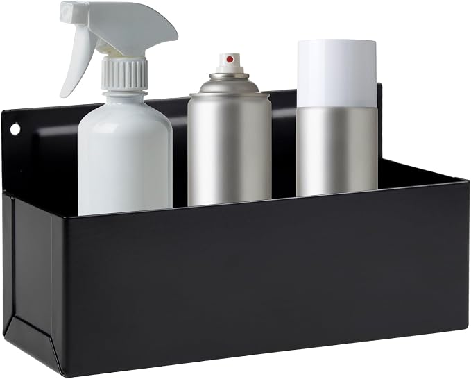 Magnetic Aerosol Spray Can Holder, Magnet Toolbox Bottle Holder, Tool Box Storage Rack for Garage and Home, Craft Workspace, Mechanic Paint Bottle Can Organizer, Black, 3"x8.3"