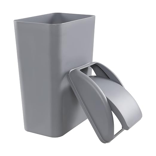 Esdiplot 3.5 Gallon Swing Lid Waste Can, Plastic Swing-Top Trash Can, Gray