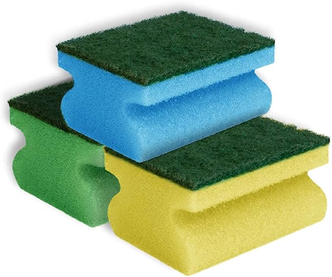 York Non-Abrasive Cleaning Scouring Scrub Sponge for Kitchen Scratch Proof Kitchen Utensil Scrubber Pads for Pots, Pans , Non-Stick Cookware Scrubbers Use for Kitchen, 9.5X7X4.5 Cm-3 Pieces