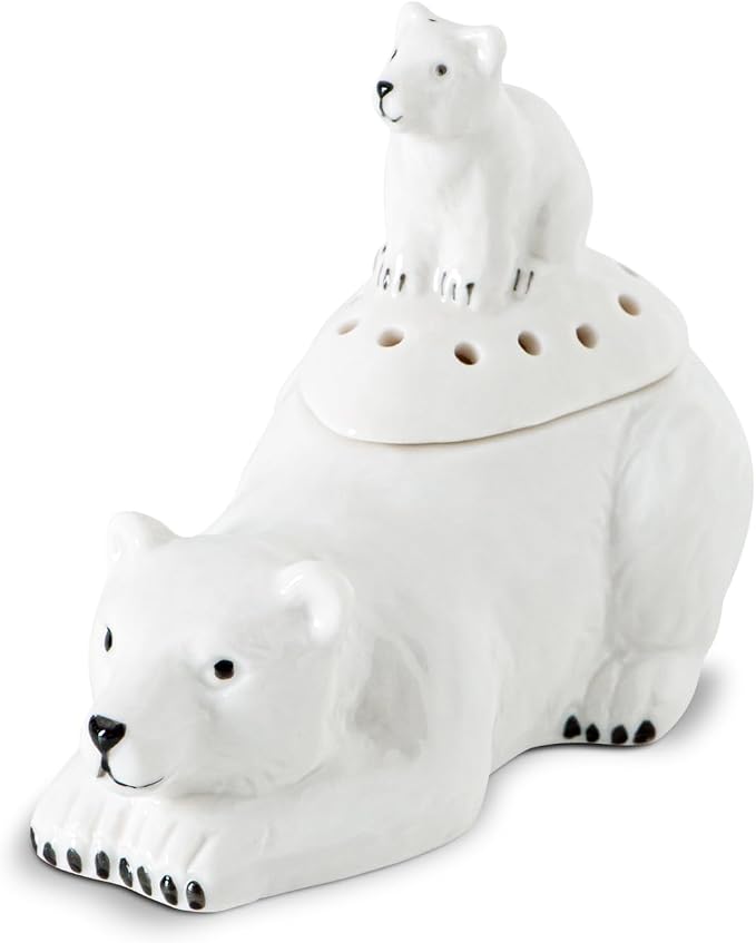 dgudgu Ceramic Bear Baking Soda Holder Deodorizer Fridge Odor Absorber | Cute ceramic mama and baby polar bear baking soda odor absorber container for fresh refrigerators and closets.