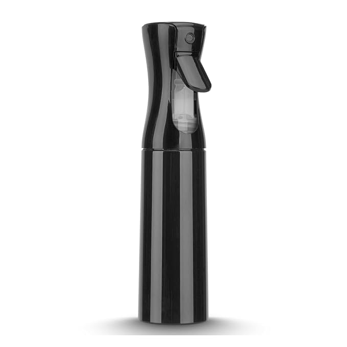 Spray Bottle for Hair (10.15OZ /300ML) Continuous Ultra Fine Mist Sprayer for Hair, Salons, Barber, Plants, Skin Care, Cleaning Black
