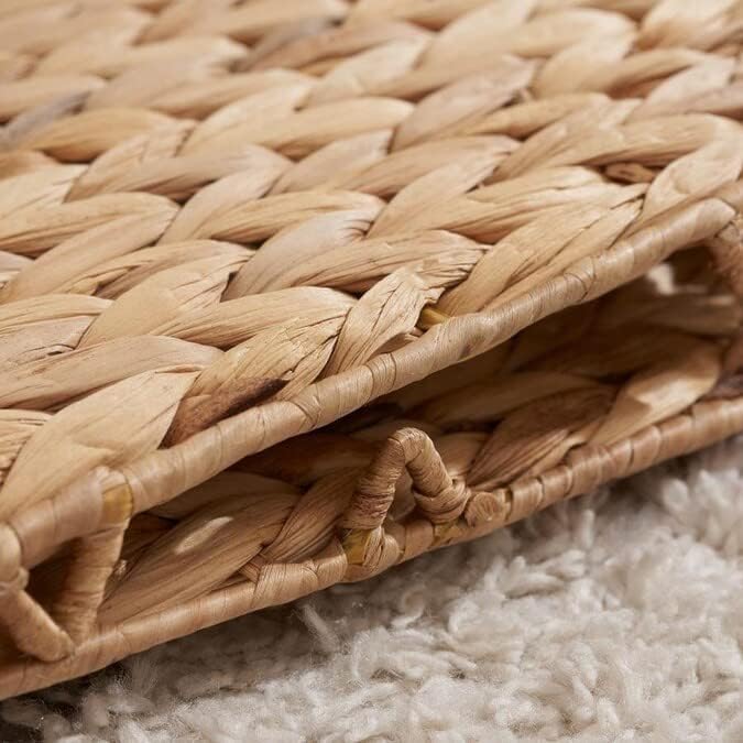 M4DECOR 12 x 12in Water Hyacinth Storage Baskets, Wicker Storage Baskets for Shelves, Woven Baskets for Storage, Wicker Storage Basket for Bedroom, Living Room, Nursery Room (Natural 6 Packs 12x12in)