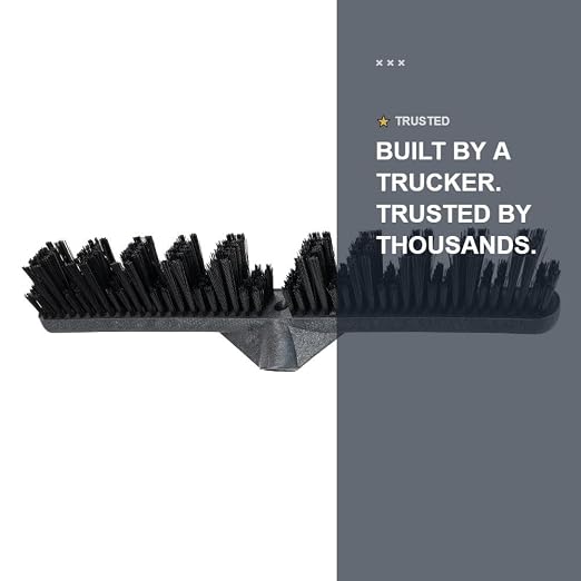 RIGCRAFTOR Heavy Duty Reefer Trailer Broom Brush, Wide Head Push Broom, Stiff Synthetic Bristles for Grooved Floors, Professional Truck and Semi Trailer Cleaning Tool, Black