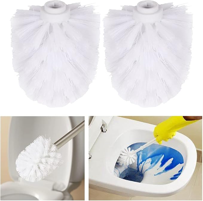 EKDJKK 2PCS Toilet Bowl Brush Replacement Head, Toilet Brush Head Replacement with Durable Stiff Bristles, Cleaning Tool for Home Hotel Bathroom (White)