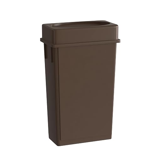 23 Gallon Brown Slim Jim Trash Can with Drop Shot Lid
