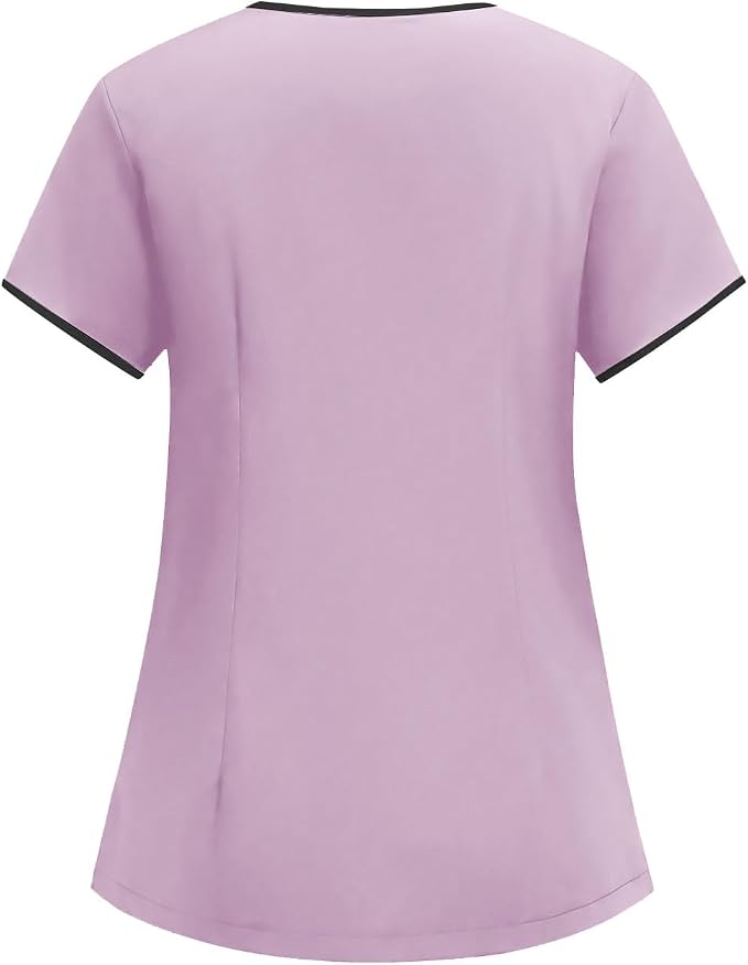 Medical Scrub Tops for Women Womens Short Sleeve Nursing Housekeeping Uniform Stretchy Workwear Cleaning Shirts