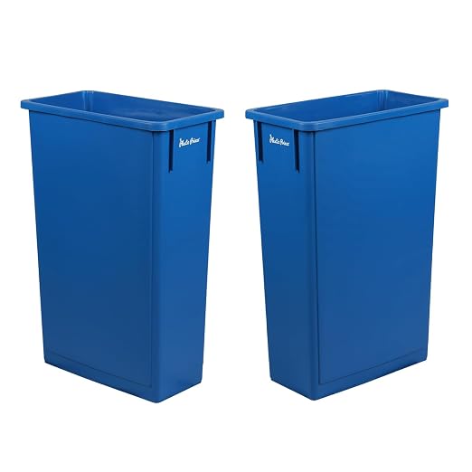 PLASTIC PRINCE 23 Gallon Slim Trash Can Kitchen, Commercial Tall Trash Bin Narrow, Rectangular Slim Jim Skinny Garbage Can for Home Garage Cabinet Restaurant, 2 Pack, Blue
