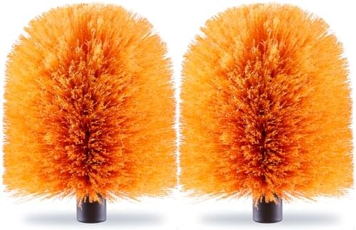 2 Pack Screw on Webster Cobweb Duster Head for Pole,Spider Web Brush, Cobweb Duster Head Attachment,Fits Standard 3/4 inch Threaded Poles (2, Orange)
