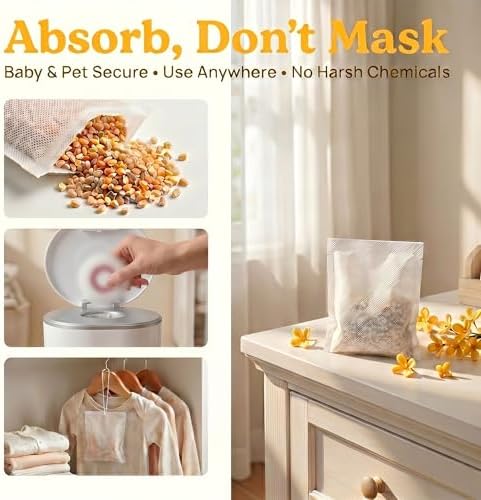 20 Packs Osmanthus Scented Diaper Pail Deodorizer Refills, Natural Corn Cob Odor Absorber for Munchkin Step & Pail, Odor Eliminator, Warm Floral Nursery Freshener