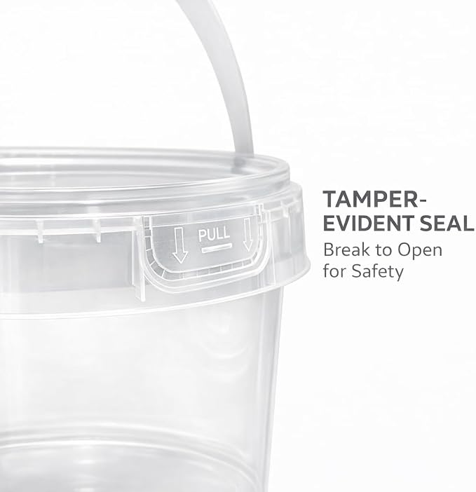4U'LIFE 128 oz [6-Pack] Tamper-Evident Containers with Lids and Handle | BPA Free, microwave-safe, freezer-safe and multi-purpose for ice cream, events and bulk food storage