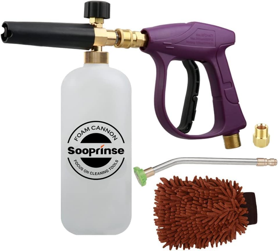 Sooprinse Foam Cannon Snow Foam Lance Nozzle Pressure Washer Jet Wash，Foam cannon lance kit with Pressure Washer Spray Gun,30 Degree Gutter Cleaner Wand with Nozzle Tip Attachment