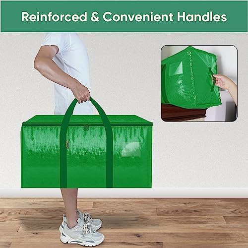 BALEINE 6-Pack Oversized Moving Bags with Reinforced Handles, Heavy-Duty Storage Tote for Clothes, Moving Supplies (Light Green, 6-Pack)