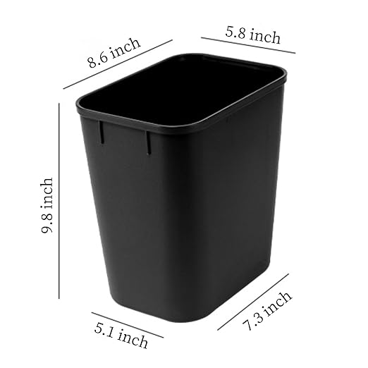 Black Small Trash Can 4Pack, 2Gallon/8 L Plastic Office Trash Can | Garbage Can Under Desk, Trash Cans for Bedroom, Office and Kitchen, Bathroom Trash Can Fits Narrow Space, Plastic Trash Can