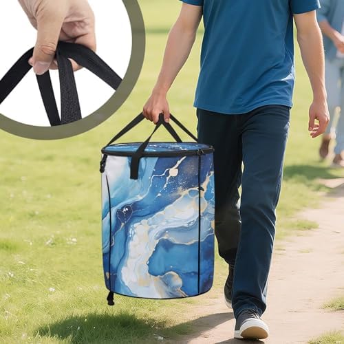 doginthehole Blue Marble Recycle Trash Can Storage Portable Trash Can Large Pop-Up Waste Bin Storage Bag for Outside Camping Beach Travel, 22.83x17.71 in