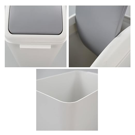 4.5 Gallon Swing-Top Trash Can, Small Waste Bin | Removable Lid, Compact Garbage Bin for Under-Counter, Kitchen, Bathroom, Bedroom or Office, Gray