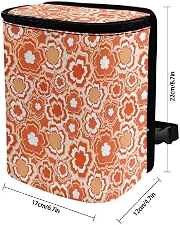 Groovy Orange Sunflower 70S 80S Abstract Print Car Accessories Trash Can for Women Auto Interior Decorations Multipurpose Garbage Can with Lid and Zipper Portable Trash Bin Organizer