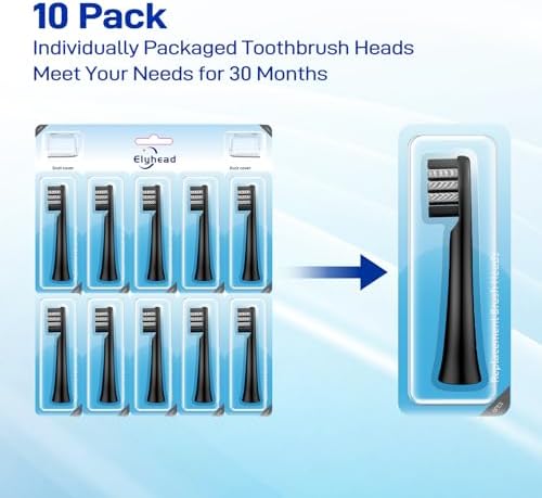 Replacement Toothbrush Heads Compatible with Colgate 360 Power Charoal Battery Toothbrush, Black, 10 Pack
