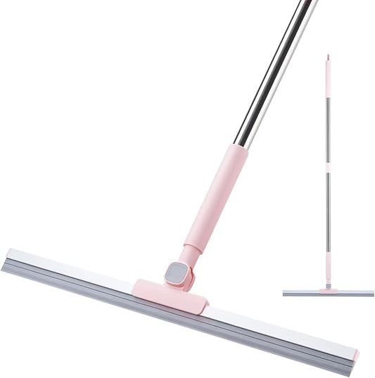 19" Floor Squeegee with Long Handle, 51" Stainless Steel Handle | 19" Rubber Blade, Heavy Duty Squeegee for Tile, Garage, Shower Glass, Marble, Windows Cleaning, Pet Hair, Water Removal