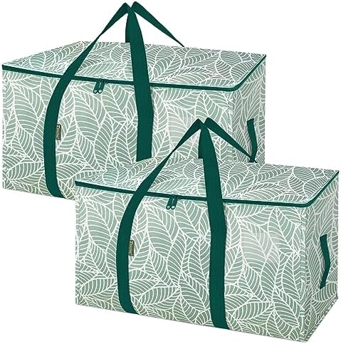 BALEINE 2-Pack Oversized Moving Bags with Reinforced Handles, Heavy-Duty Storage Tote for Clothes, Moving Supplies (Antique Folidage, 2-Pack)