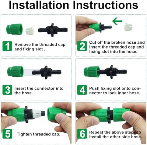 6 Sets Expandable Garden Hose Repair Kit | Dual-Channel Hose Female Male Connectors, Compatible with Pocket Hose Expandable 25 50 75 100 FT