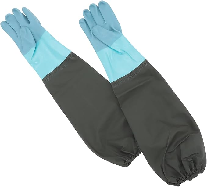 Zerodeko Long Rubber Gloves Elbow Length Waterproof Heavy Duty Reusable Household Cleaning Gloves with Extended Cuff for Gardening and Work Safety