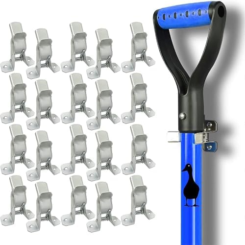 Black Duck Brand White Spring Grip Clamps, Mop and Broom Clamp Holder for Shovel, Rake, Broom, Mop, Etc. (20, Standard)