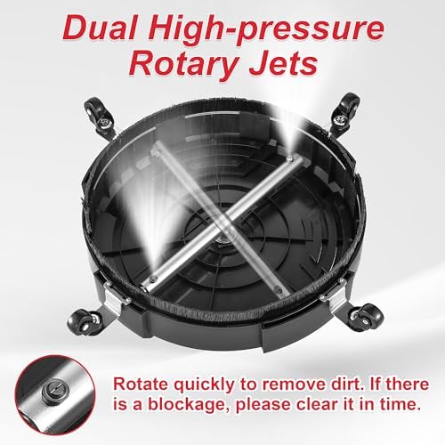 Tool Daily 18” Surface Cleaner for Pressure Washer with 4 Wheels, 40 Degree Surface Cleaner Tips