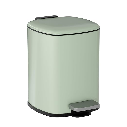 Garvee Bathroom Trash Can with Lid, 1.6 Gallon Small Garbage Can, Green | Step Pedal, Soft-close Lid, Rear Handle, Removable Plastic Inner Liner with Trash Bag Retainer Ring, for Kitchen, Office