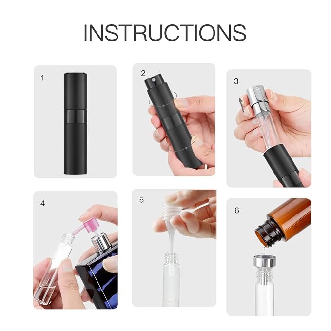 8ml Travel Perfume Bottle Refillable, 3 PCS Cologne Atomizer Spray | Empty twist-up sprayer, small refill dispenser, portable size for purse pocket, leak-proof, TSA essential for men & women
